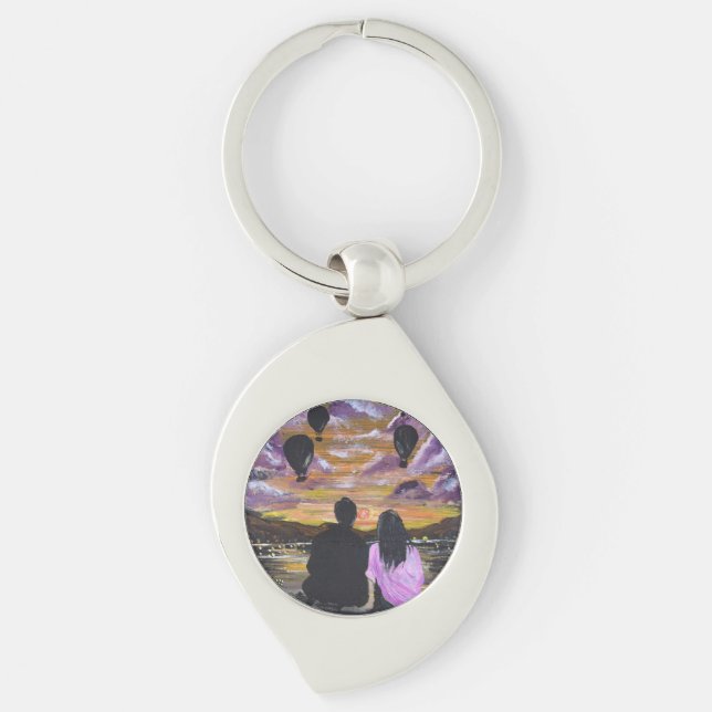 Handmade Artwork – Sunset Together Keychain (Front)