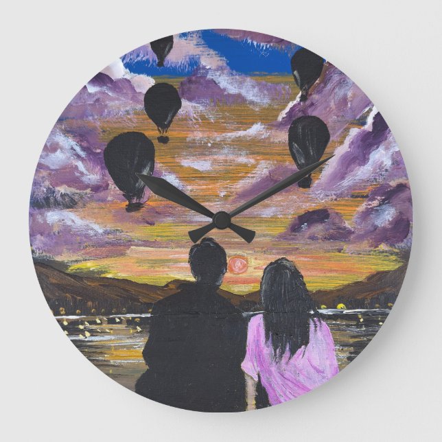 Handmade Artwork – Sunset Together Large Clock (Front)