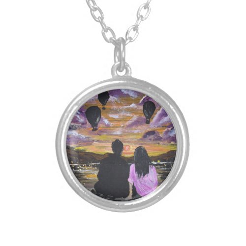 Handmade Artwork – Sunset Together Silver Plated Necklace