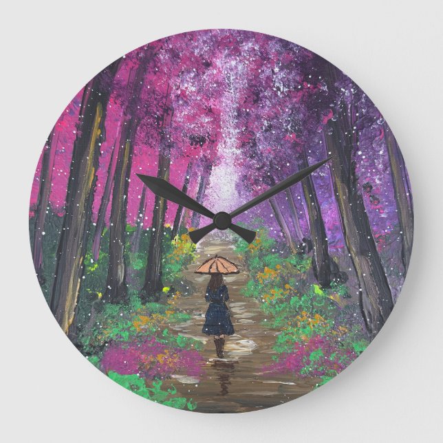 Handmade artwork-walking alone  large clock (Front)