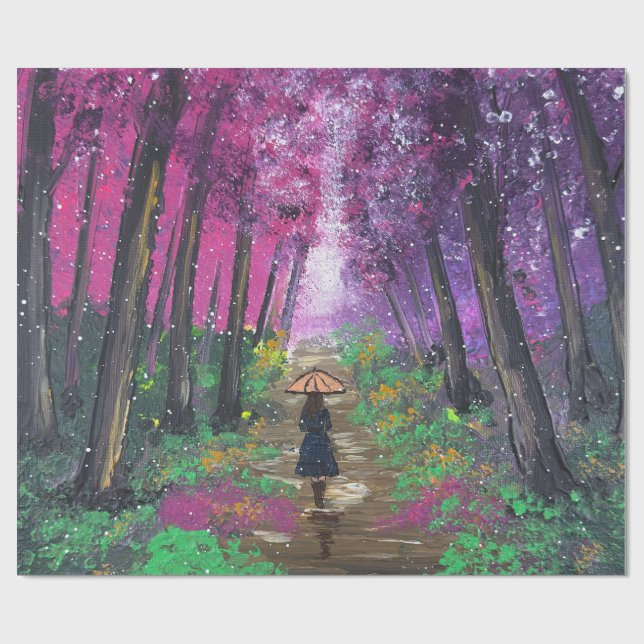 Handmade artwork-Walking alone  Wrapping Paper (Flat)