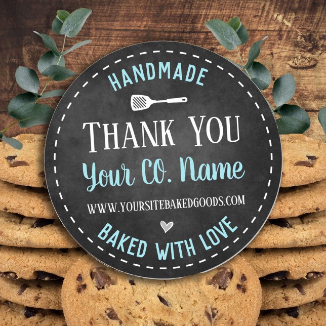 Handmade Baked with Love Thank You Classic Round S Sticker (Creator Uploaded)