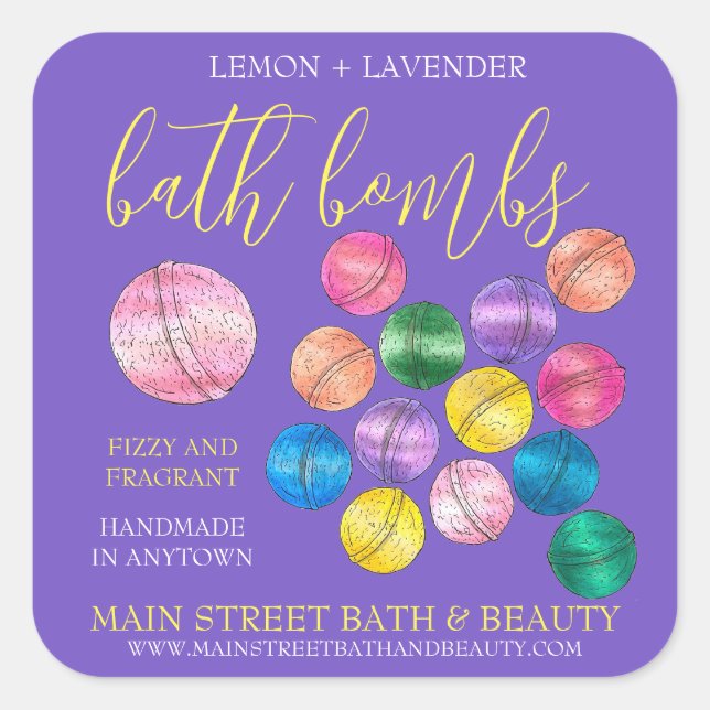 Handmade Bath Beauty Business Shower Bombs Label (Front)