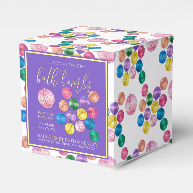 Handmade Bath Beauty Business Shower Bombs Label Favor Boxes (Front Side)