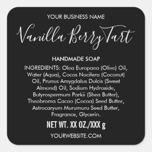 Handmade Bath Body Beauty Product Ingredient Label
