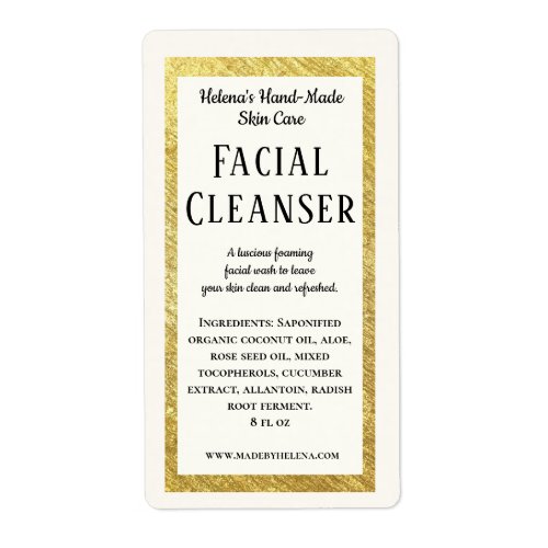 Handmade Beauty Facial Cleanser Product Label