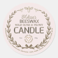 Handmade Beeswax Candle Vintage Wreath Bee Heart