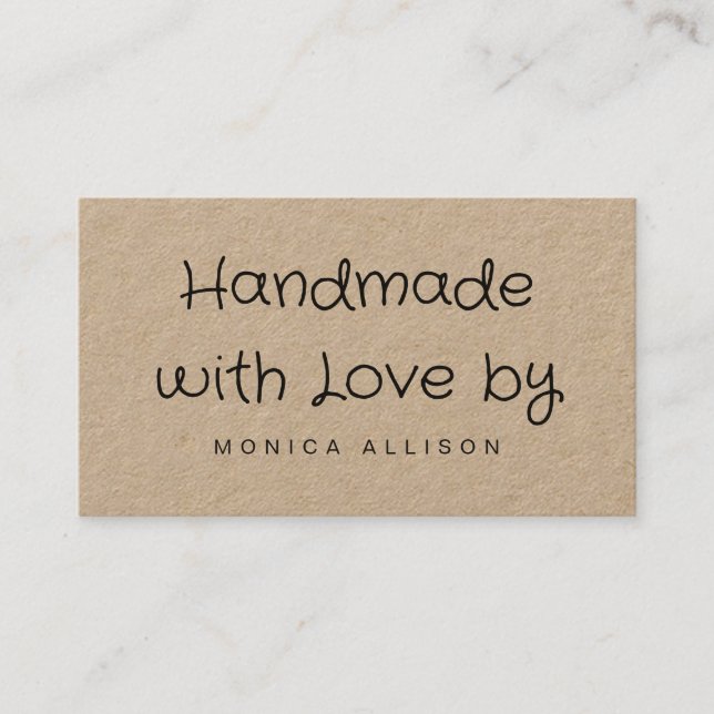 Handmade | Black Typography  Business Card (Front)