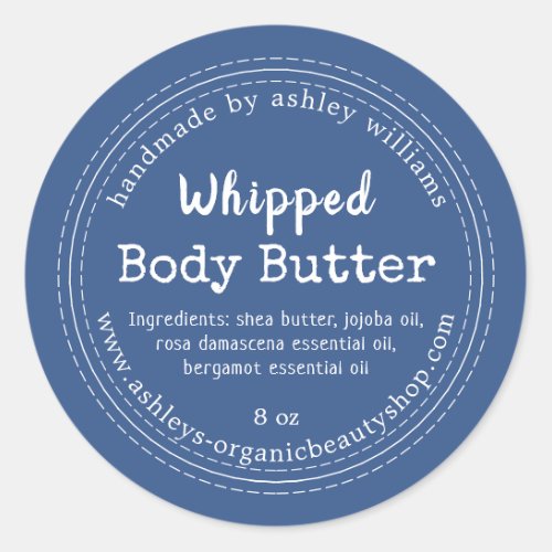 Handmade Body Butter Blue Organic Jar Label