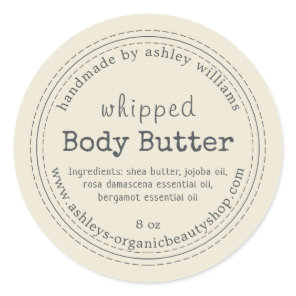 Handmade Body Butter Organic Antique White Classic Round Sticker