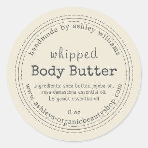 Handmade Body Butter Organic Antique White Classic Round Sticker