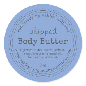 Handmade Body Butter Organic Business Blue Classic Round Sticker