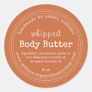 Handmade Body Butter Organic Business Burnt Orange Classic Round Sticker