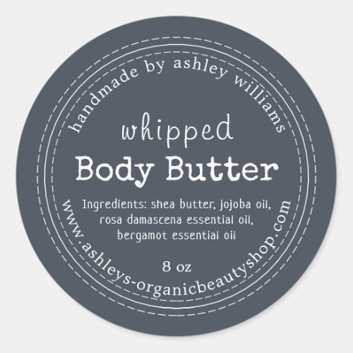 Handmade Body Butter Organic Business Dark Blue Classic Round Sticker
