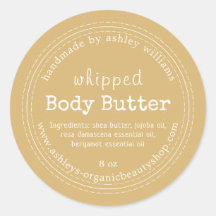 Handmade Body Butter Organic Business Gold Yellow Classic Round Sticker