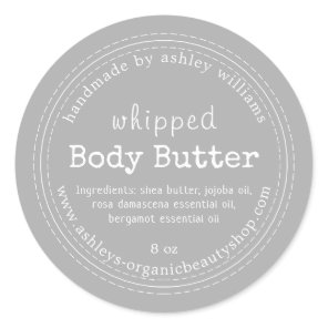 Handmade Body Butter Organic Business Gray Classic Round Sticker