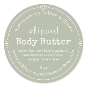 Handmade Body Butter Organic Business Green Classic Round Sticker