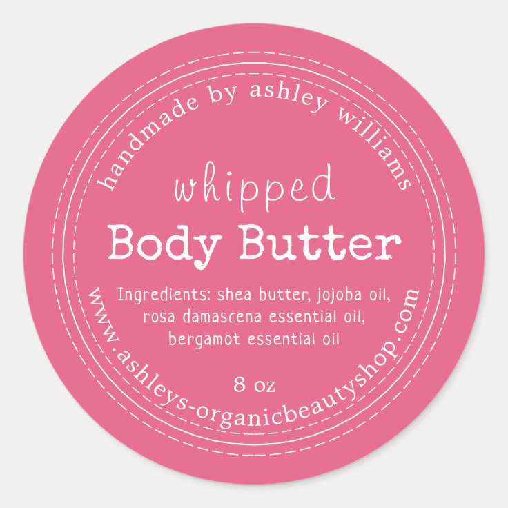 Handmade Body Butter Organic Business Hot Pink Classic Round Sticker
