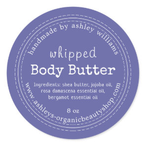 Handmade Body Butter Organic Business Iris Blue Classic Round Sticker