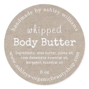 Handmade Body Butter Organic Business Kraft Classic Round Sticker