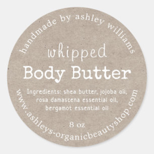 Handmade Body Butter Organic Business Kraft Classic Round Sticker