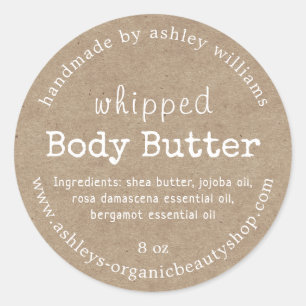 Handmade Body Butter Organic Business Kraft Classic Round Sticker