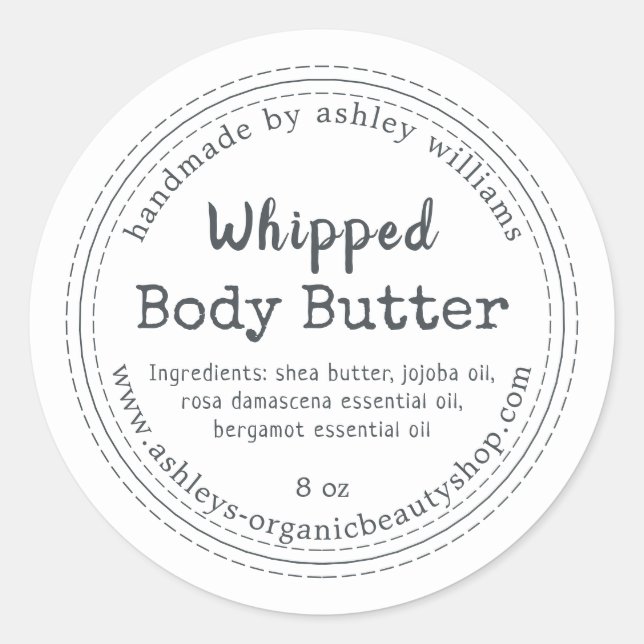 Handmade Body Butter Organic Business Label (Front)