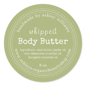 Handmade Body Butter Organic Business Leaf Green Classic Round Sticker