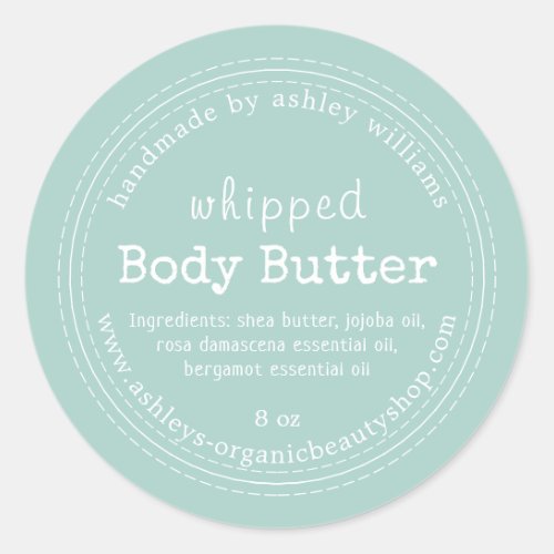 Handmade Body Butter Organic Business Pastel Blue Classic Round Sticker