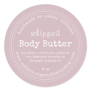 Handmade Body Butter Organic Business Purple Classic Round Sticker