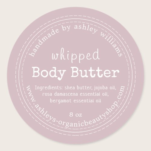 Handmade Body Butter Organic Business Purple Classic Round Sticker