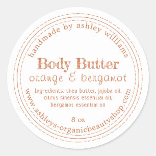 Handmade Body Butter Organic Business Script Classic Round Sticker