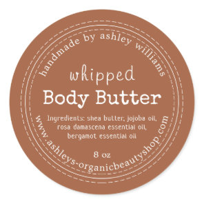 Handmade Body Butter Organic Business TerraCotta Classic Round Sticker