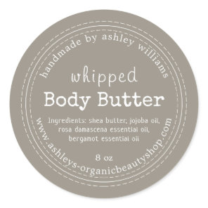 Handmade Body Butter Organic Business Wool Gray Classic Round Sticker