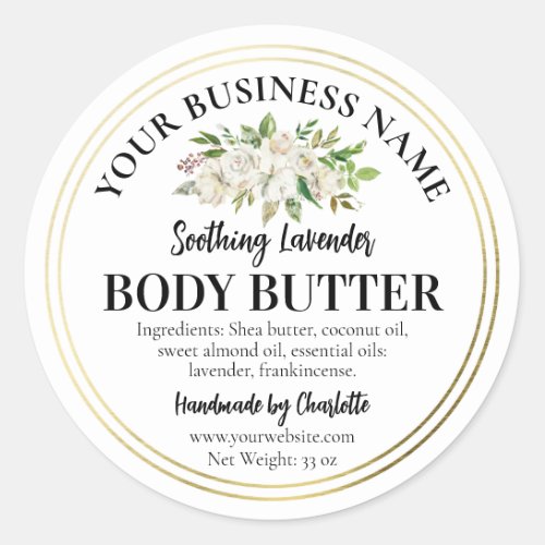 Handmade Body Butter Product Jars Small Business  Classic Round Sticker