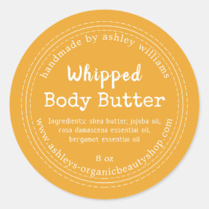 Handmade Body Butter Yellow Organic Jar Label