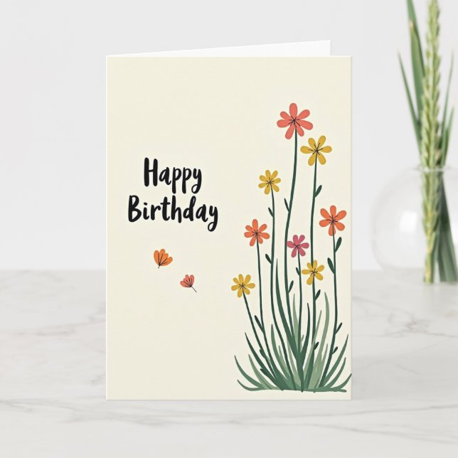 Handmade Botanical Birthday Card (Front)