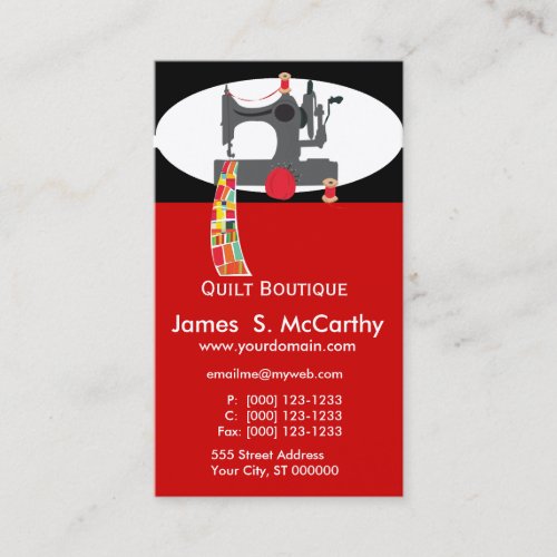 Handmade Boutique Quilted Antique Sewing Machine Business Card