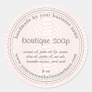 Handmade Boutique Soap Pastel Pink Snake Pattern Classic Round Sticker