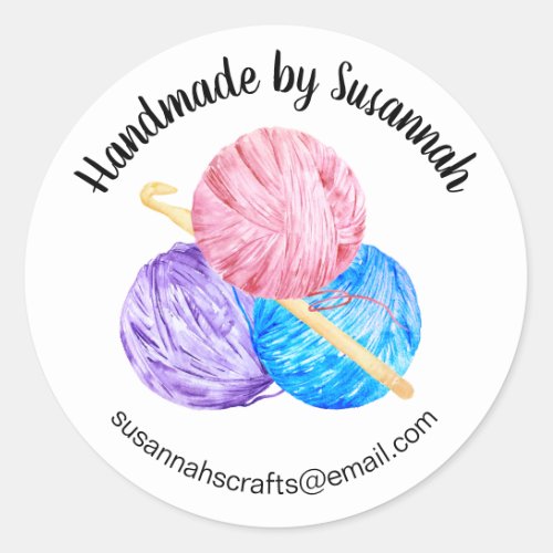Handmade Business Crochet Classic Round Sticker