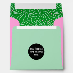 Handmade business Holiday green pink gift card Envelope