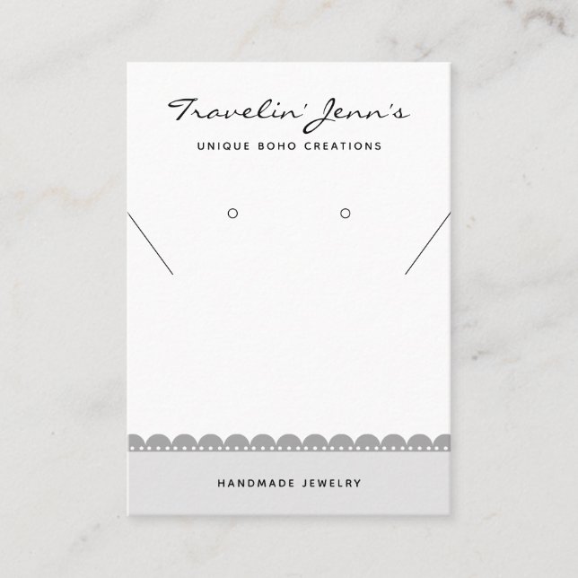 Handmade Business QR Code Jewelry Display Cards (Front)