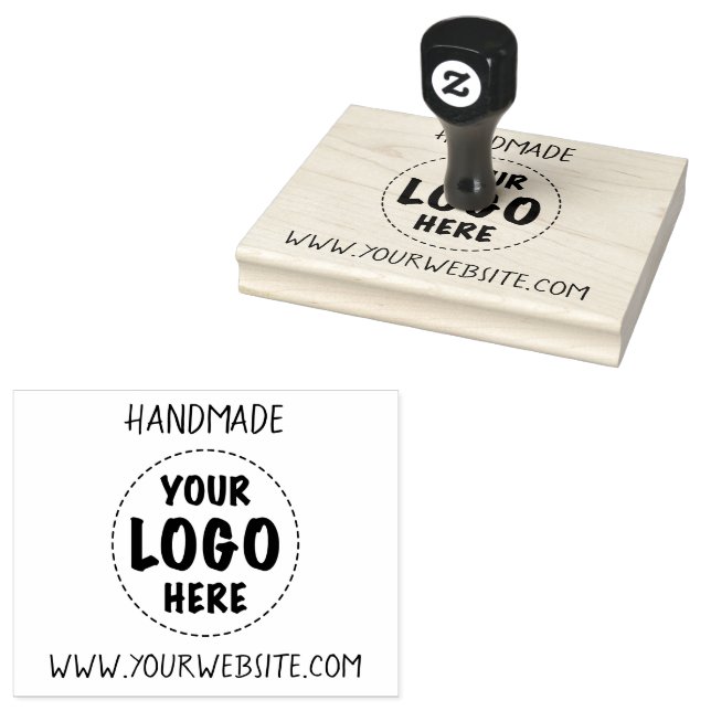 Handmade Business Website Your Logo Custom Rubber Stamp (Stamped)