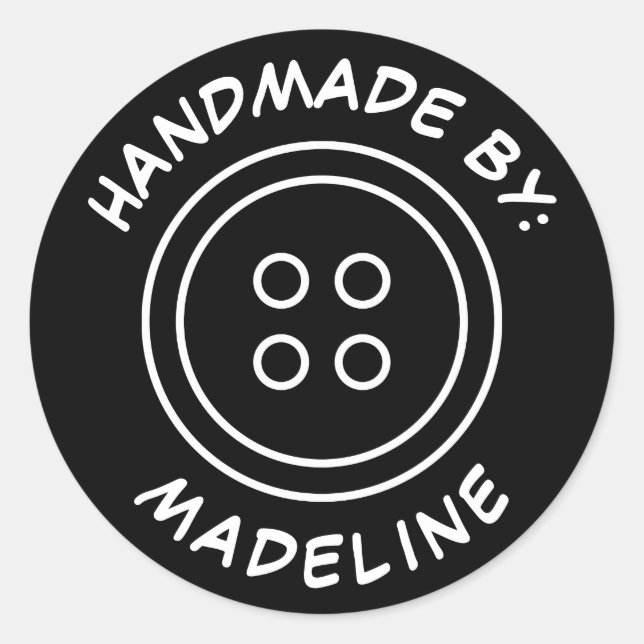 Handmade By | Add Your Name Classic Round Sticker (Front)