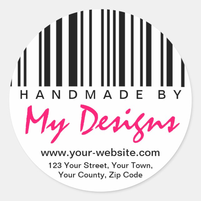 Handmade By Barcode Label Stickers (Front)