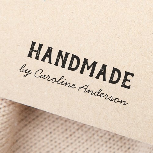 Handmade by custom name handwritten style rubber stamp