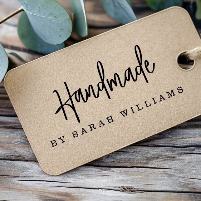 Handmade by custom name modern handwritten script rubber stamp (Handmade by custom name modern handwritten script rubber stamp)