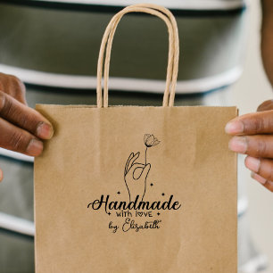 Handmade by (custom name) rubber stamp