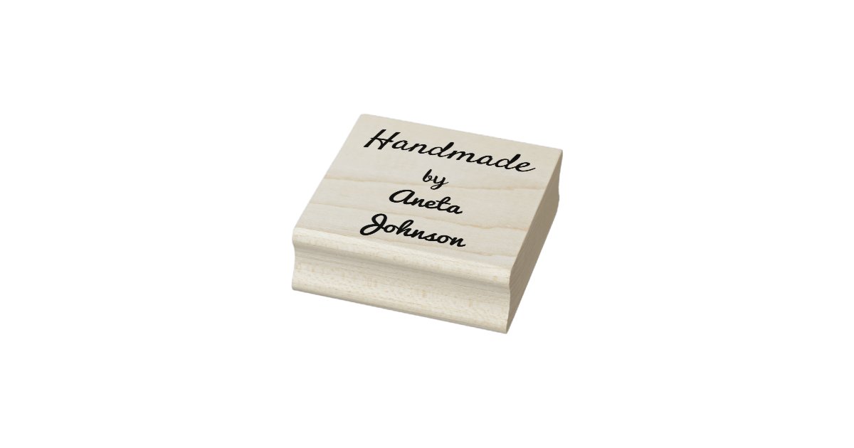 Handmade by custom name rubber stamp, cardmaking, rubber stamp | Zazzle