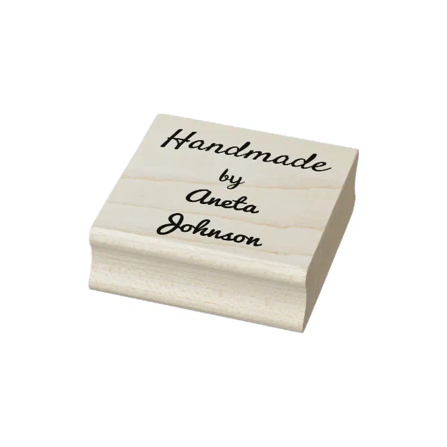 Handmade by custom name rubber stamp, cardmaking, rubber stamp Zazzle
